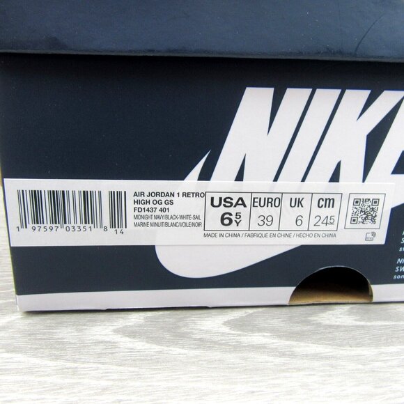 Air Jordan 1 Retro High OG "Midnight Navy" Sneakers GS Size 6.5Y NEW - Picture 14 of 14
